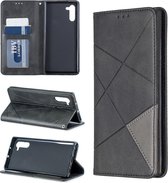 Ruit textuur horizontale flip magnetische lederen tas met houder en kaartsleuven en portemonnee voor Galaxy Note10 (zwart)