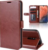 R64 textuur enkele vouw horizontale flip lederen tas voor OPPO RENO Z, met houder & kaartsleuven & portemonnee (bruin)