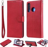 Voor Huawei P30 Lite / nova 4e effen kleur horizontale flip beschermhoes met houder & kaartsleuven & portemonnee & fotolijst & lanyard (rood)