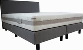Bedworld Boxspring 200x210 cm met Matras - Luxe Hoofdbord - Gestoffeerd - Micropocketvering - Grijs