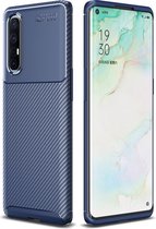 Voor OPPO Reno 3 Pro koolstofvezel textuur schokbestendige TPU case (blauw)