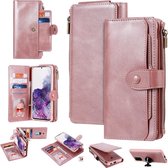 Voor Galaxy S20 plus multifunctionele retro afneembare magnetische horizontale flip lederen tas met kaartsleuven en houder en portemonnee en fotolijst (roze)
