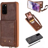 Voor Galaxy S20 + Verticaal Flip Schokbestendig Leren Beschermhoes met Kort Touw, Kaartsleuven & Beugel & Fotohouder & Portemonnee Functie (Koffie)