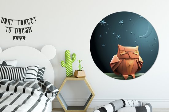 Papier art hibou cercle mural aluminium