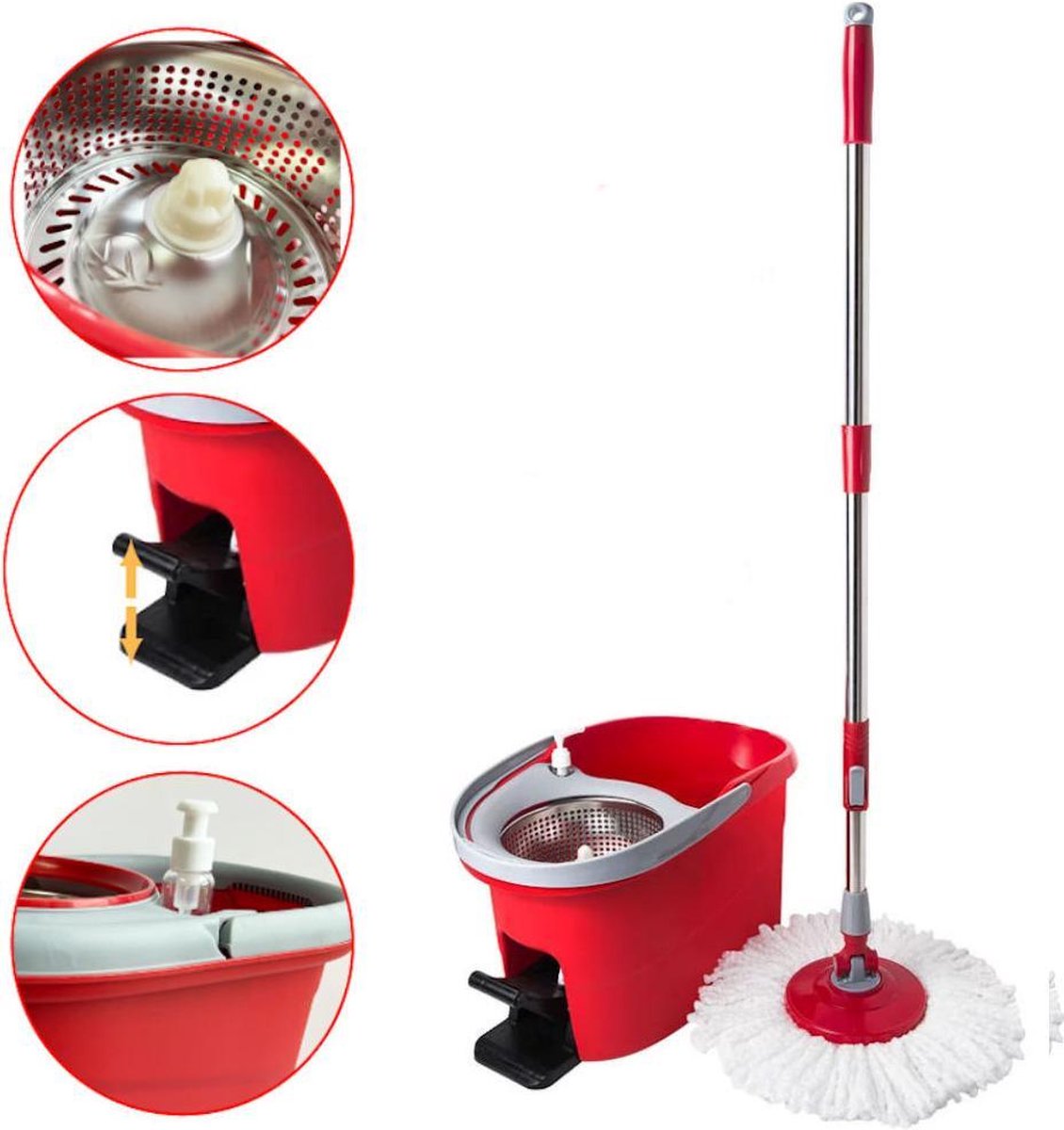 Mop Emmer,Vloer Mop Set Automatische Dweil en Emmer Vermijd Hand Wassen Microvezel Reinigingsdoekje Flat Squeeze Magic Houten Vloer Luie Mop Schoon Gereedschap
