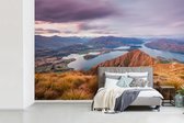 Behang - Fotobehang Berg - Meer - Lucht - Breedte 390 cm x hoogte 260 cm