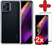 Oppo Find X3 Pro Hoesje Transparant Siliconen Case Met 2x Screenprotector - Oppo Find X3 Pro Hoes Silicone Cover Met 2x Screenprotector - Transparant