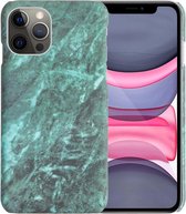 Hoesje Geschikt voor iPhone 11 Pro Max Hoesje Marmer Case Hard Cover - Hoes Geschikt voor iPhone 11 Pro Max Case Marmer Hoesje Backcover - Groen