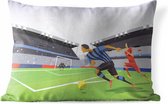 Buitenkussens - Tuin - Een illustratie van spelers die voetballen in een stadion - 60x40 cm
