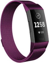 Milanees Smartwatch bandje - Geschikt voor  Fitbit Charge 4 Milanese band - paars - Maat: S - Horlogeband / Polsband / Armband