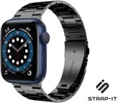 Stalen Smartwatch bandje - Geschikt voor  Apple Watch 6 stalen band - zwart - Maat: 42mm & 44mm - Strap-it Horlogeband / Polsband / Armband