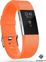 Siliconen Smartwatch bandje - Geschikt voor Fitbit Charge 2 siliconen bandje - oranje - Strap-it Horlogeband / Polsband / Armband - Maat: Maat L