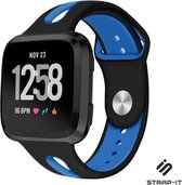 Siliconen Smartwatch bandje - Geschikt voor Fitbit Versa / Versa 2 duo sport band - zwart/blauw - Strap-it Horlogeband / Polsband / Armband - Maat: Maat S