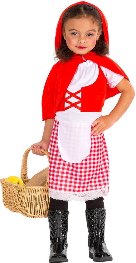 dressforfun - mooi kinderkostuum Roodkapje 116 (5-7y) - verkleedkleding kostuum halloween verkleden feestkleding carnavalskleding carnaval feestkledij partykleding - 300013