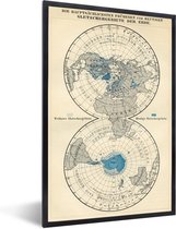 Fotolijst incl. Poster - Gletsjers op vintage wereldkaart - 20x30 cm - Posterlijst