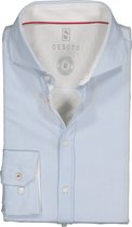DESOTO slim fit overhemd - stretch tricot - lichtblauw-wit geruit - Strijkvrij - Boordmaat: 41/42