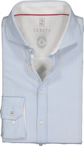 DESOTO slim fit overhemd - stretch tricot - lichtblauw-wit geruit - Strijkvrij - Boordmaat: 39/40