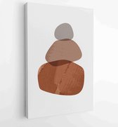 Foliage line art drawing with abstract shape. Abstract rock Art design for print, cover, wallpaper, Minimal and natural wall art. 4 - Moderne schilderijen – Vertical – 1823785541 -