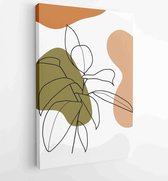 Foliage line art drawing with abstract shape. Abstract Plant Art design for print, cover, wallpaper, Minimal and natural wall art. 2 - Moderne schilderijen – Vertical – 1821354560