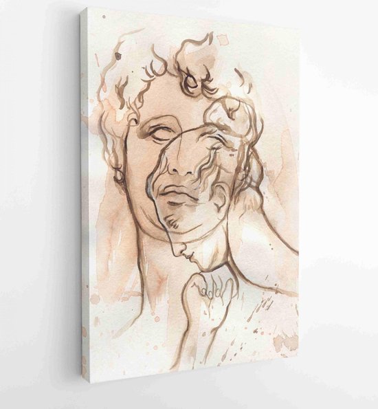 Man and woman. abstract watercolor painting Moderne schilderijen Vertical