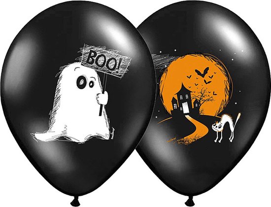 PARTYDECO - 6 Boo Halloween ballonnen - Decoratie > Muur-, deur- en raamdecoratie