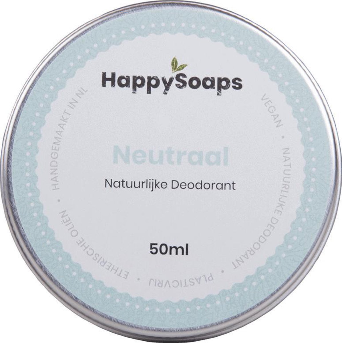 HappySoaps Natuurlijke Deodorant - Neutraal - Onopvallend & Effectief - 100% Plasticvrij, Vegan & Natuurlijk - 50gr