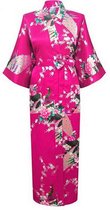 KIMU® kimono roze satijn - maat XL-XXL - ochtendjas yukata kamerjas badjas - onder de knie