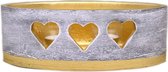Gouden hart ovale wax windlicht 95/125/270 (incl. 2 stuks 3 uurs theelichten)
