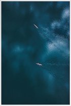 JUNIQE - Poster met kunststof lijst Oceaan - luchtfotografie -13x18
