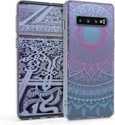 kwmobile telefoonhoesje voor Samsung Galaxy S10 - Hoesje voor smartphone in blauw / roze / transparant - Indian Sun design