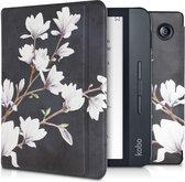 kwmobile hoes voor Kobo Libra H2O - Case voor e-reader in taupe / wit / donkergrijs - Magnolia design