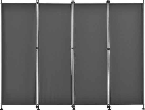 Paravent de Confidentialité Brise-Vue Séparateur à 4 Panneaux Résistant pour Extérieur Intérieur Acier Polyester 215 x 170 cm Gris [pro.tec]