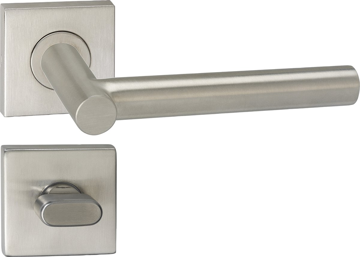 Deurkruk - Impresso Alton - Voor binnen - Vierkant met vierkant toiletrozet - RVS - 2 stuks