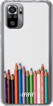 6F hoesje - geschikt voor Xiaomi Redmi Note 10S -  Transparant TPU Case - Pencils #ffffff