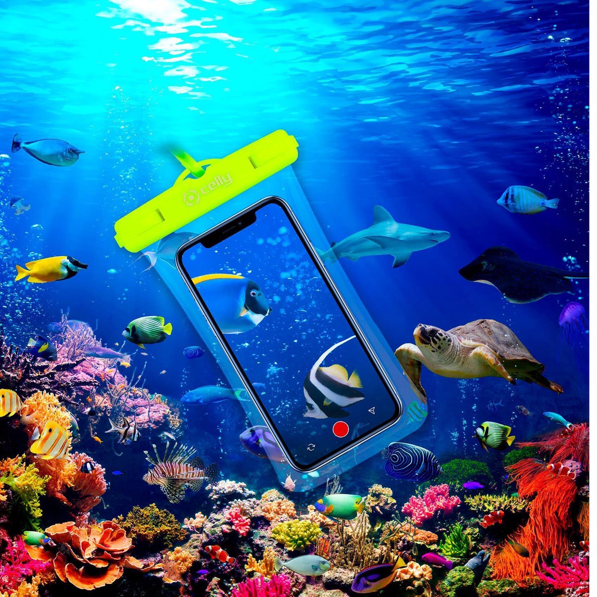 Celly - SplashBag Beschermhoes Telefoon Spatbestendig 7 Inch - Kunststof - Geel