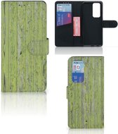 Wallet Book Case OPPO Find X3 Neo 5G Telefoon Hoesje Green Wood