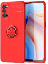 Voor OPPO RENO 4 metalen ringhouder 360 graden roterende TPU-hoes (rood + rood)