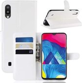Litchi Texture Horizontale Flip Leren Case voor Galaxy M10, met houder & portemonnee & kaartsleuven (wit)