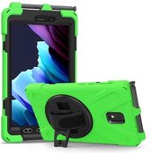 Voor Samsung Galaxy Tab active 3 T570 / T575 8.0 Schokbestendig Kleurrijk Silicone + PC Beschermhoes met Houder & Schouderriem & Handriem (Groen)