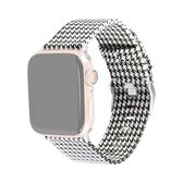 Voor Apple Watch Series 5 en 4 44 mm / 3 en 2 en 1 42 mm D-stijl canvas polsband (zwart wit)