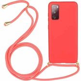 Voor Samsung Galaxy S20 FE Tarwestro-materiaal + TPU-beschermhoes met draagkoord (rood)