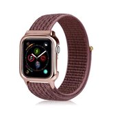 Simple Fashion Nylon horlogeband met frame voor Apple Watch Series 5 & 4 40 mm (bruin)