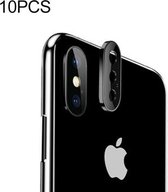 10 STKS titaniumlegering metalen cameralensbeschermer gehard glasfilm voor iPhone X (zwart)