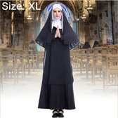 Halloween Kostuum Dames Nun Missionary Cosplay Kleding, Maat: XL, Buste: 116cm, Jurk Lengte: 147cm, Schouderbreedte: 41cm-Geen