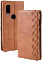 Magnetische gesp Retro Crazy Horse Texture Horizontale flip lederen tas voor Motorola MOTO One Vision, met houder & kaartsleuven en fotolijst (bruin)