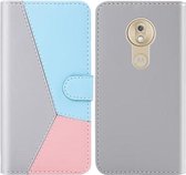 Voor Motorola Moto G7 Play Tricolor Stitching Horizontale Flip TPU + PU lederen tas met houder & kaartsleuven en portemonnee (grijs)