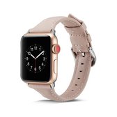 Voor Apple Wacth 5/4 44 mm en 3/2/1 42 mm dunne lederen vervangende polsband horlogeband (roze)