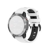 Voor Garmin Fenix 6 siliconen tweekleurige riem (wit zwart)