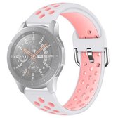 Voor Galaxy Watch 46 / S3 / Huawei Watch GT 1/2 22mm Smart Watch siliconen dubbele kleur polsband horlogeband, maat: S (wit roze)