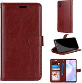 Voor Xiaomi Redmi 9A Pure Kleur Horizontale Flip PU lederen tas met houder & kaartsleuven & portemonnee & fotolijst (bruin)